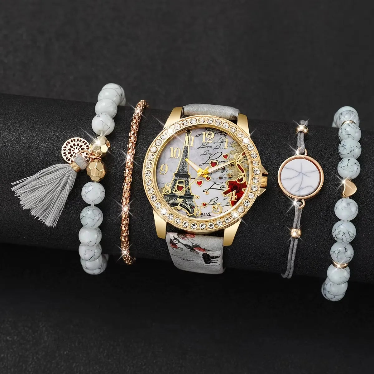 Elegant Eiffel Tower Bracelet & Watch Set