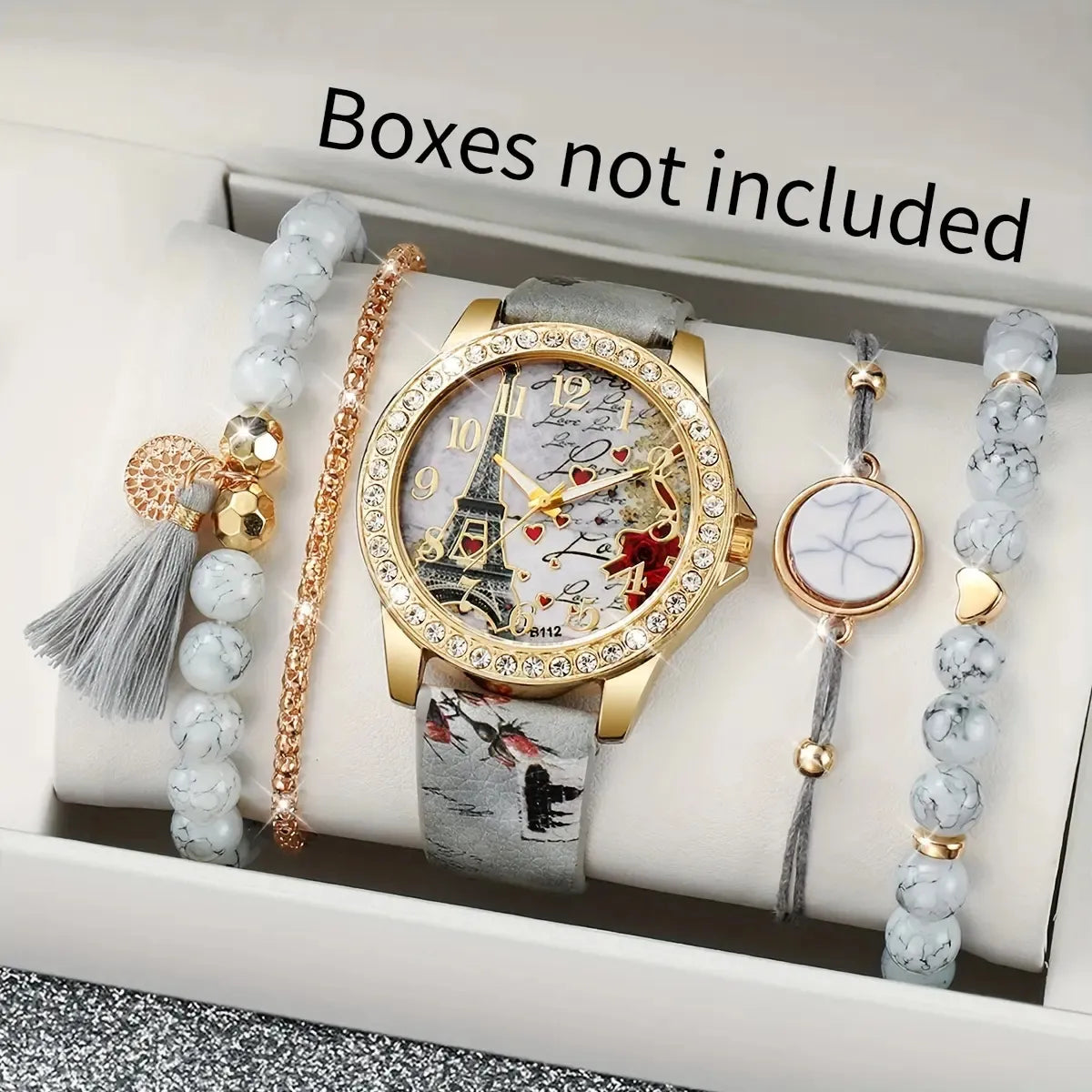Elegant Eiffel Tower Bracelet & Watch Set